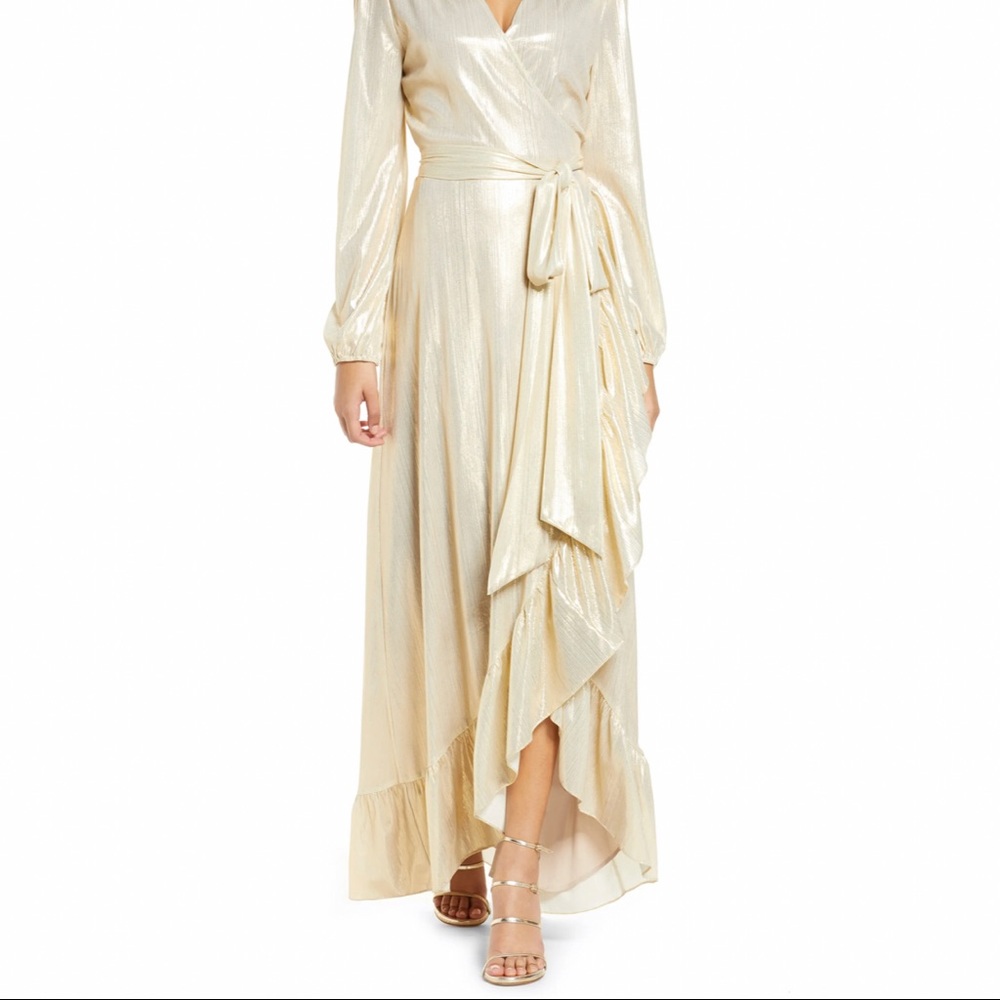 WAYF | Meryl Long Sleeve Wrap High/Low Gown